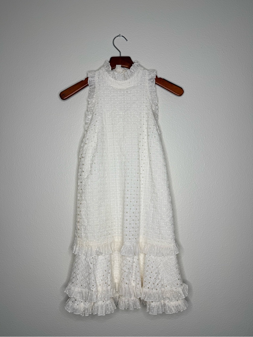 Thread Social Antique White Ruffled Eyelet Mini Dress